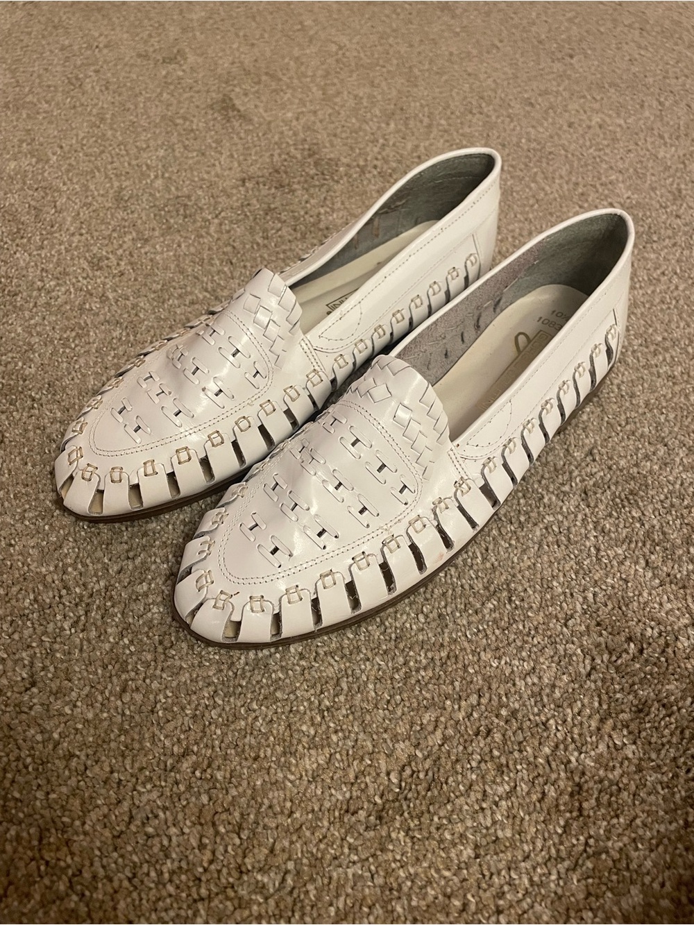 VTG 80’s Giorgio Brutini White Woven Leather Slip-On Huarache Loafers 10.5 D